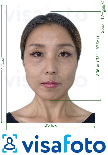 Contoh dari foto untuk China Visa online 354x472 - 420x560 piksel dengan ukuran spesifikasi yang tepat