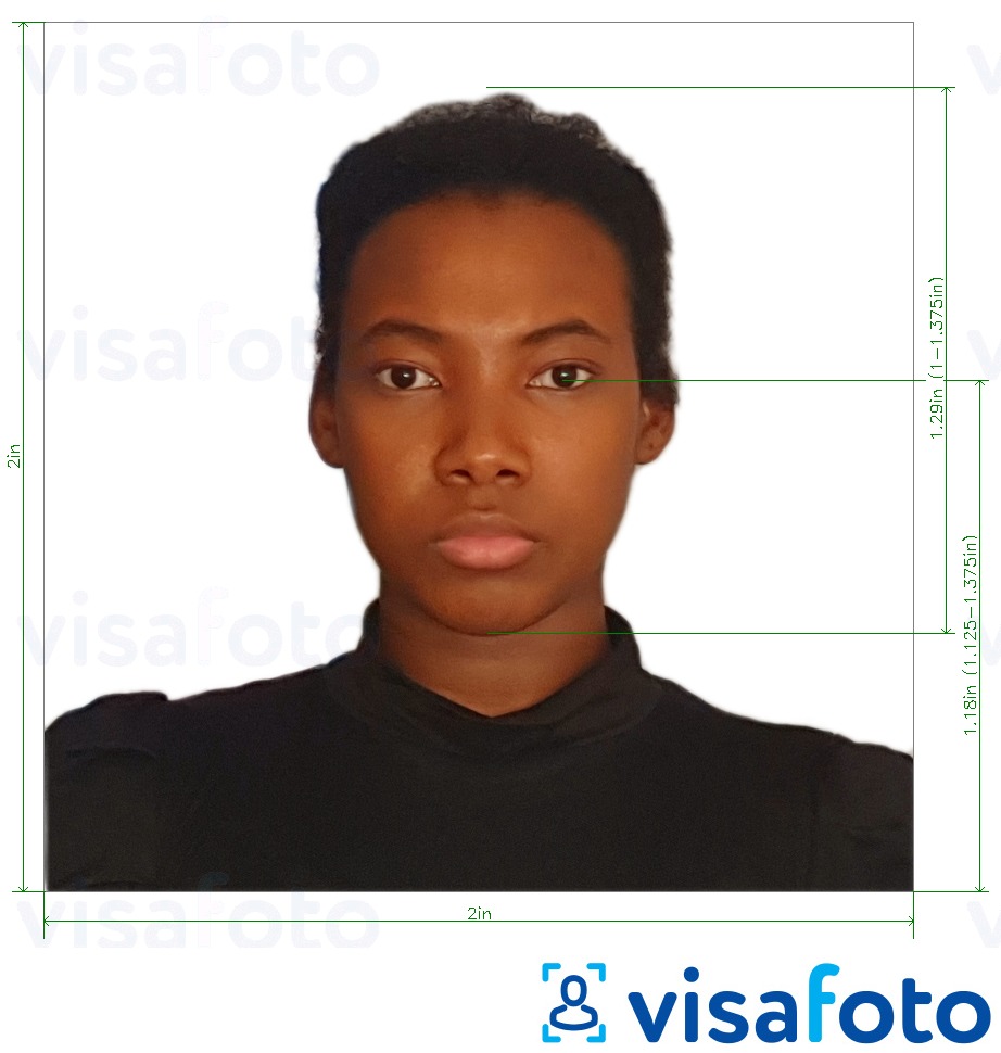 Contoh dari foto untuk Paspor Republik Dominika 2x2 inci dengan ukuran spesifikasi yang tepat