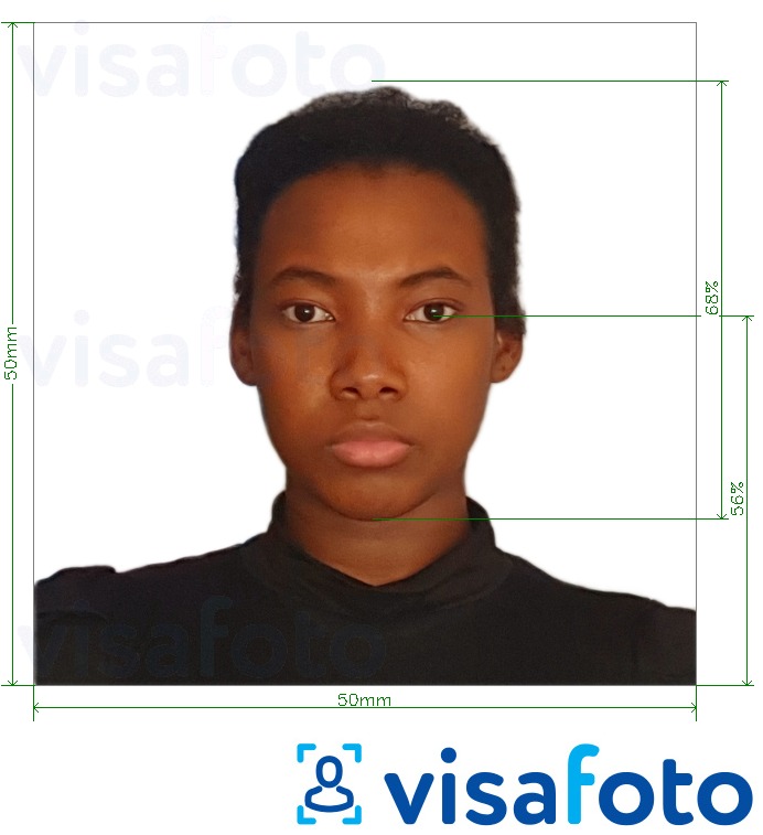 Contoh dari foto untuk Madagaskar visa 5x5 cm (50x50 mm) dengan ukuran spesifikasi yang tepat