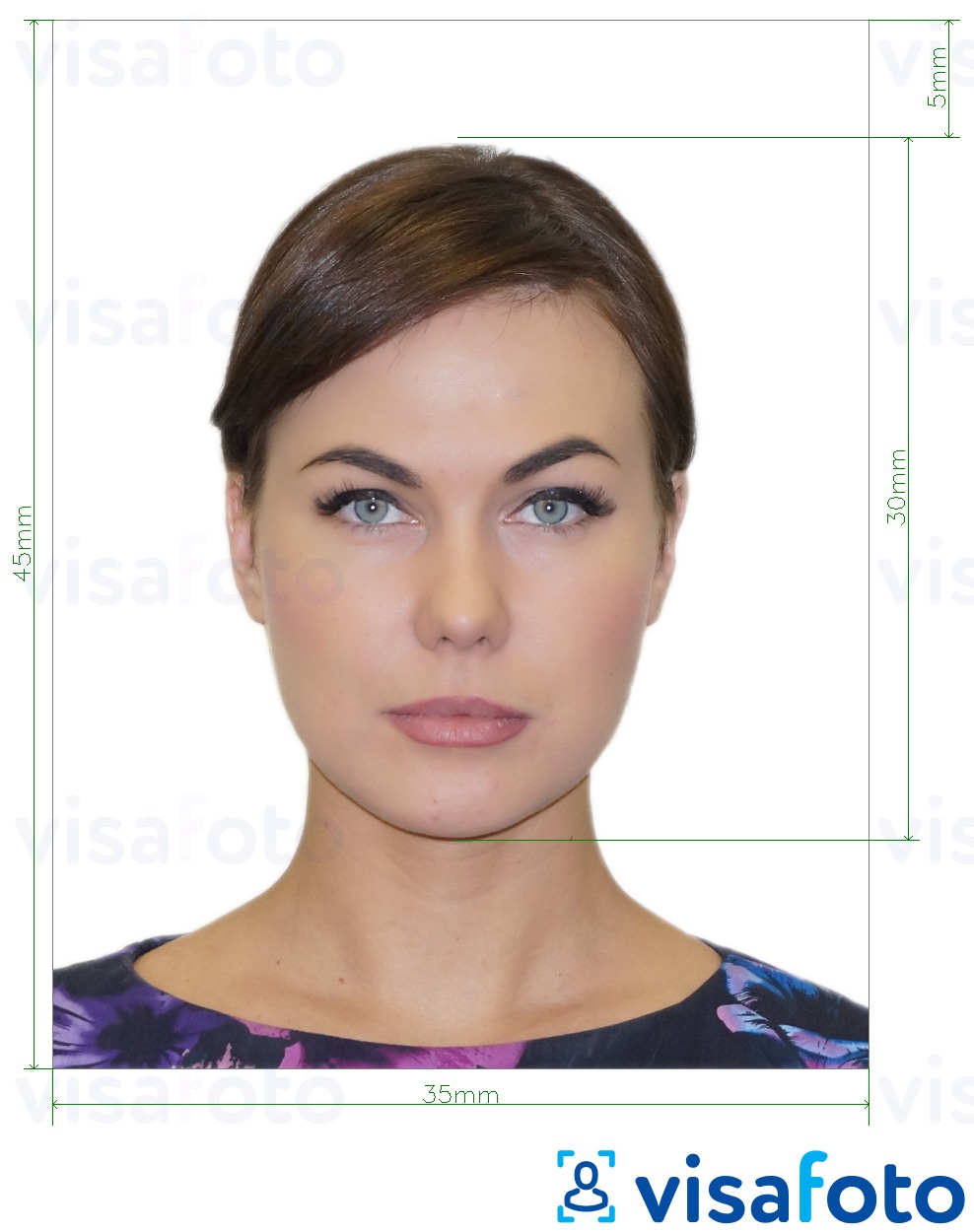 Contoh dari foto untuk Visa Rusia melalui VFS Global 35x45 mm dengan ukuran spesifikasi yang tepat