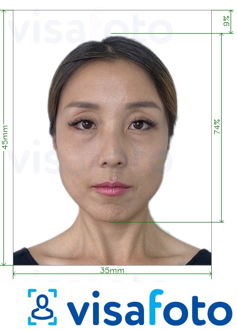 Contoh dari foto untuk Kartu identitas Singapura 35x45 mm (3,5x4,5 cm) dengan ukuran spesifikasi yang tepat