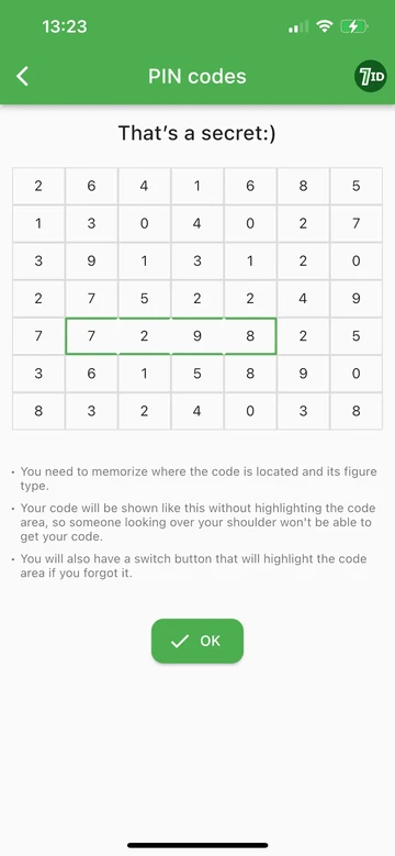 7आईडी: अपने पिन और कोड सुरक्षित रूप से संग्रहीत करें