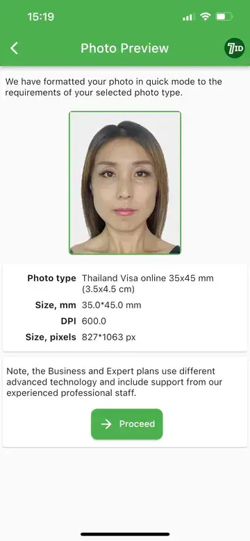 Programu ya 7ID: Sampuli ya Picha ya Visa ya Thailand