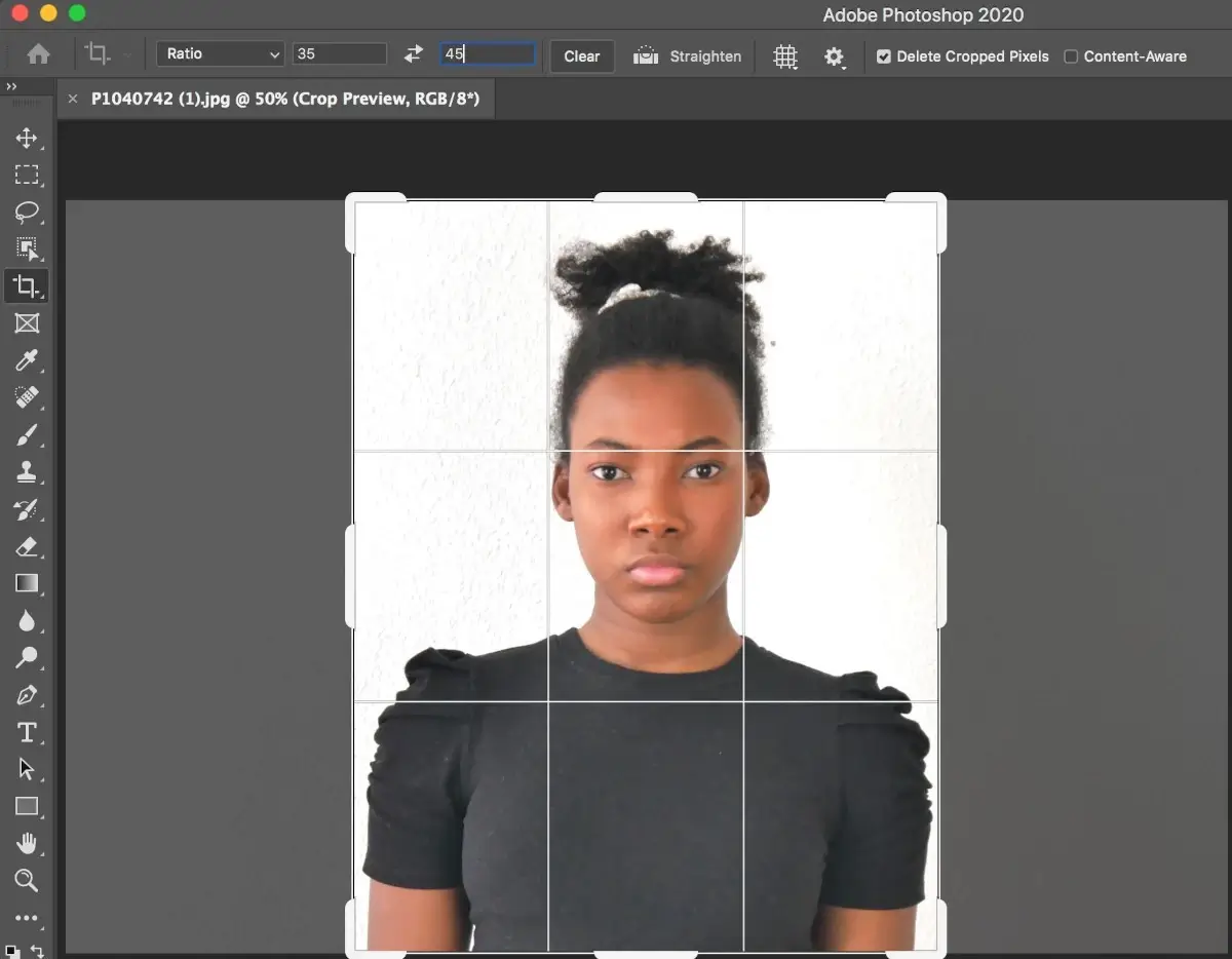 Cara memotong foto paspor 35x45 mm di Photoshop