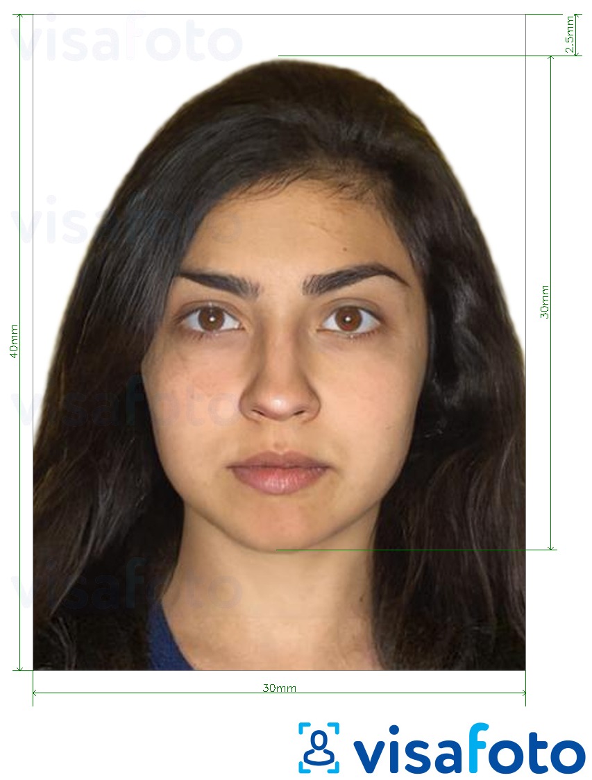 Contoh dari foto untuk Kartu ID Armenia 3x4 cm dengan ukuran spesifikasi yang tepat