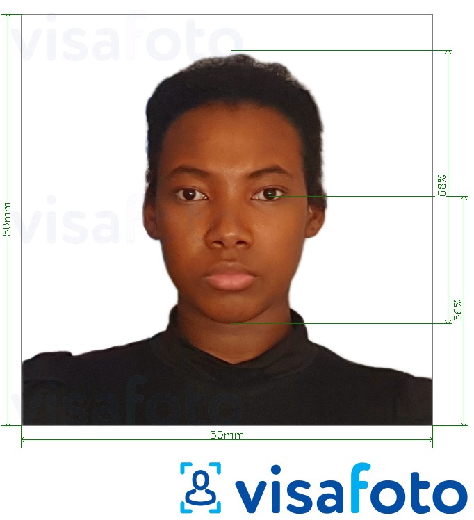 Contoh dari foto untuk Paspor Barbados 5x5 cm dengan ukuran spesifikasi yang tepat