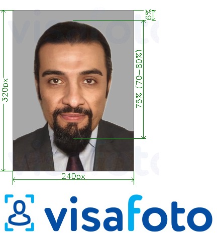 Contoh dari foto untuk Kartu ID Bahrain 240x320 piksel dengan ukuran spesifikasi yang tepat