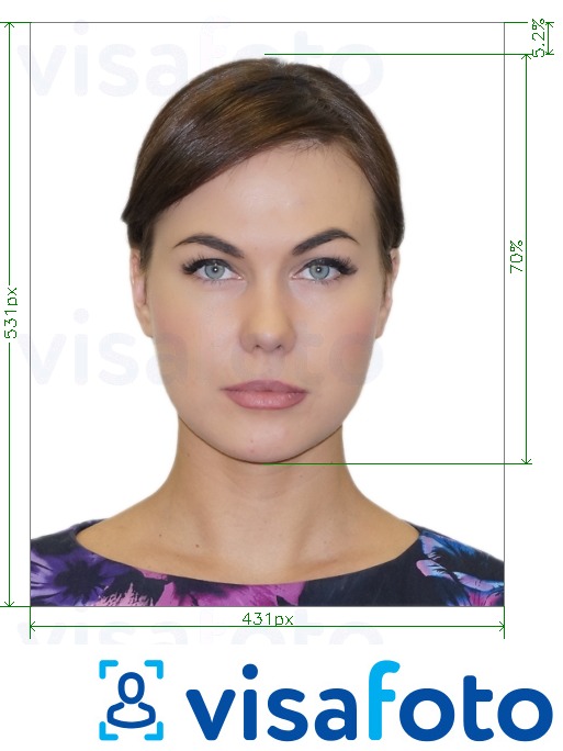 Contoh dari foto untuk Paspor Brasil online 431x531 px dengan ukuran spesifikasi yang tepat