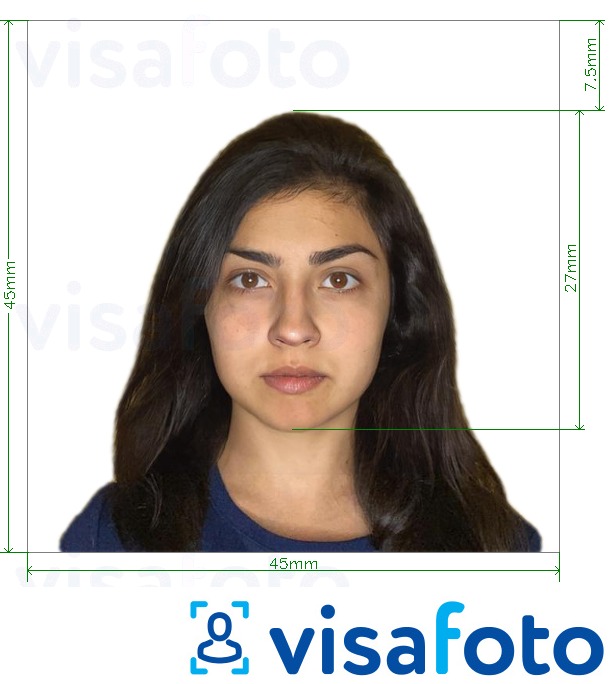 Contoh dari foto untuk Paspor Chili 4,5x4,5 cm dengan ukuran spesifikasi yang tepat