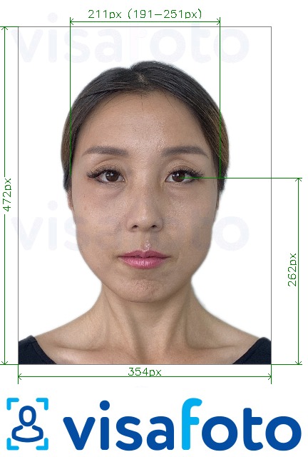 Contoh dari foto untuk Paspor Cina online format lama 354x472 piksel dengan ukuran spesifikasi yang tepat