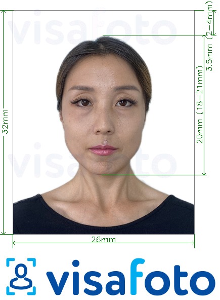 Contoh dari foto untuk Kartu ID Penduduk China 26x32 mm dengan ukuran spesifikasi yang tepat
