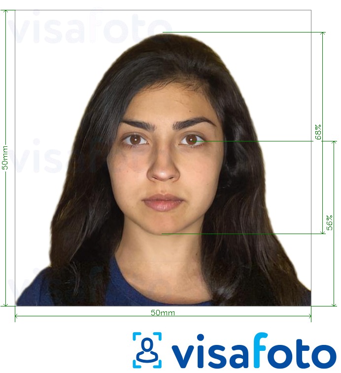 Contoh dari foto untuk Visa Ekuador 5x5 cm dengan ukuran spesifikasi yang tepat