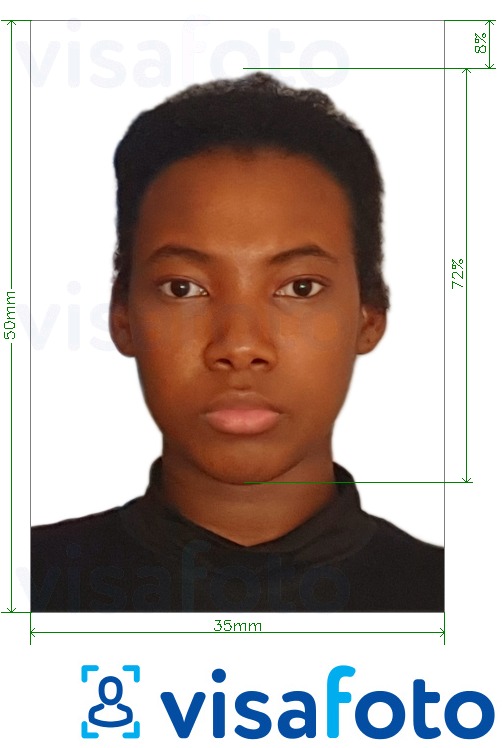 Contoh dari foto untuk Visa Guinea Conakry 35x50mm dengan ukuran spesifikasi yang tepat