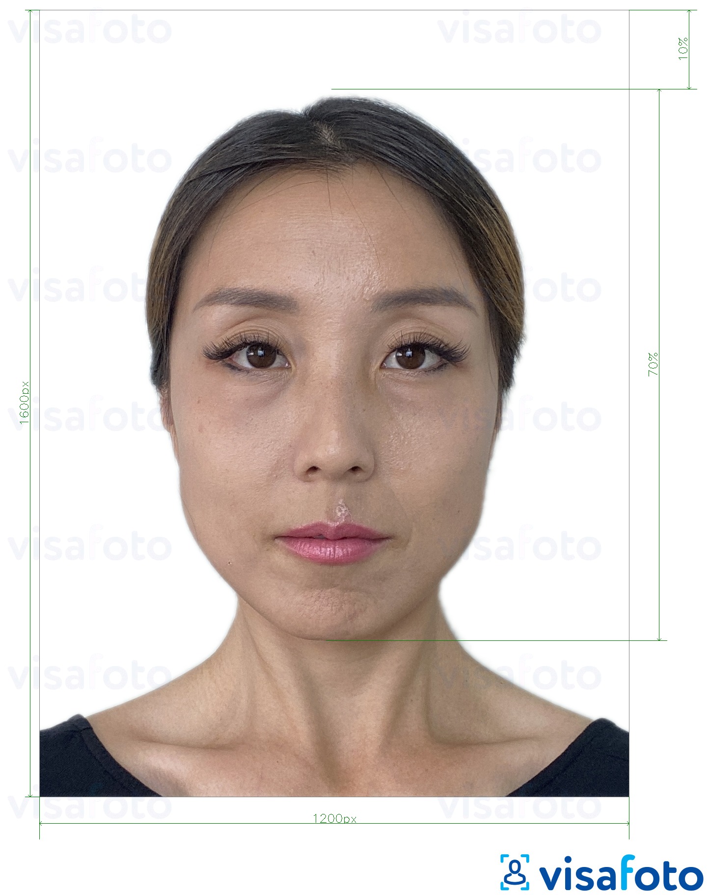 Contoh dari foto untuk E-visa online Hong Kong 1200x1600 piksel dengan ukuran spesifikasi yang tepat
