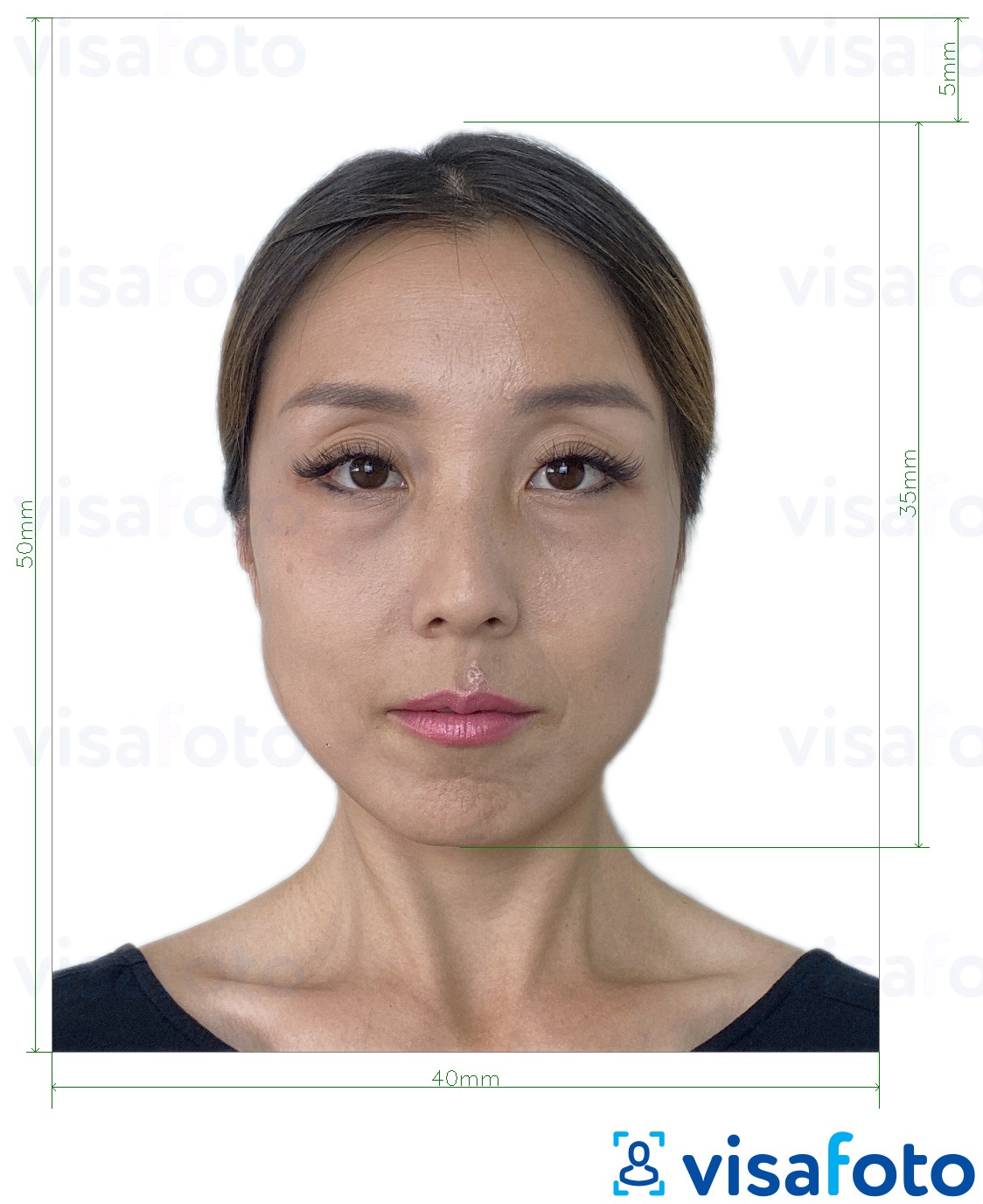Contoh dari foto untuk Visa Hong Kong 40x50 mm (4x5 cm) dengan ukuran spesifikasi yang tepat