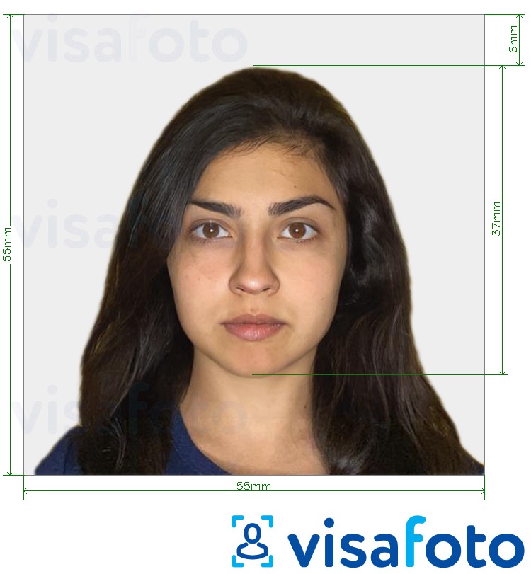 Contoh dari foto untuk Israel Visa 55x55mm (biasanya dari India) dengan ukuran spesifikasi yang tepat
