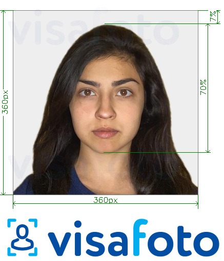 Contoh dari foto untuk Paspor OCI India 360x360 - 900x900 piksel dengan ukuran spesifikasi yang tepat