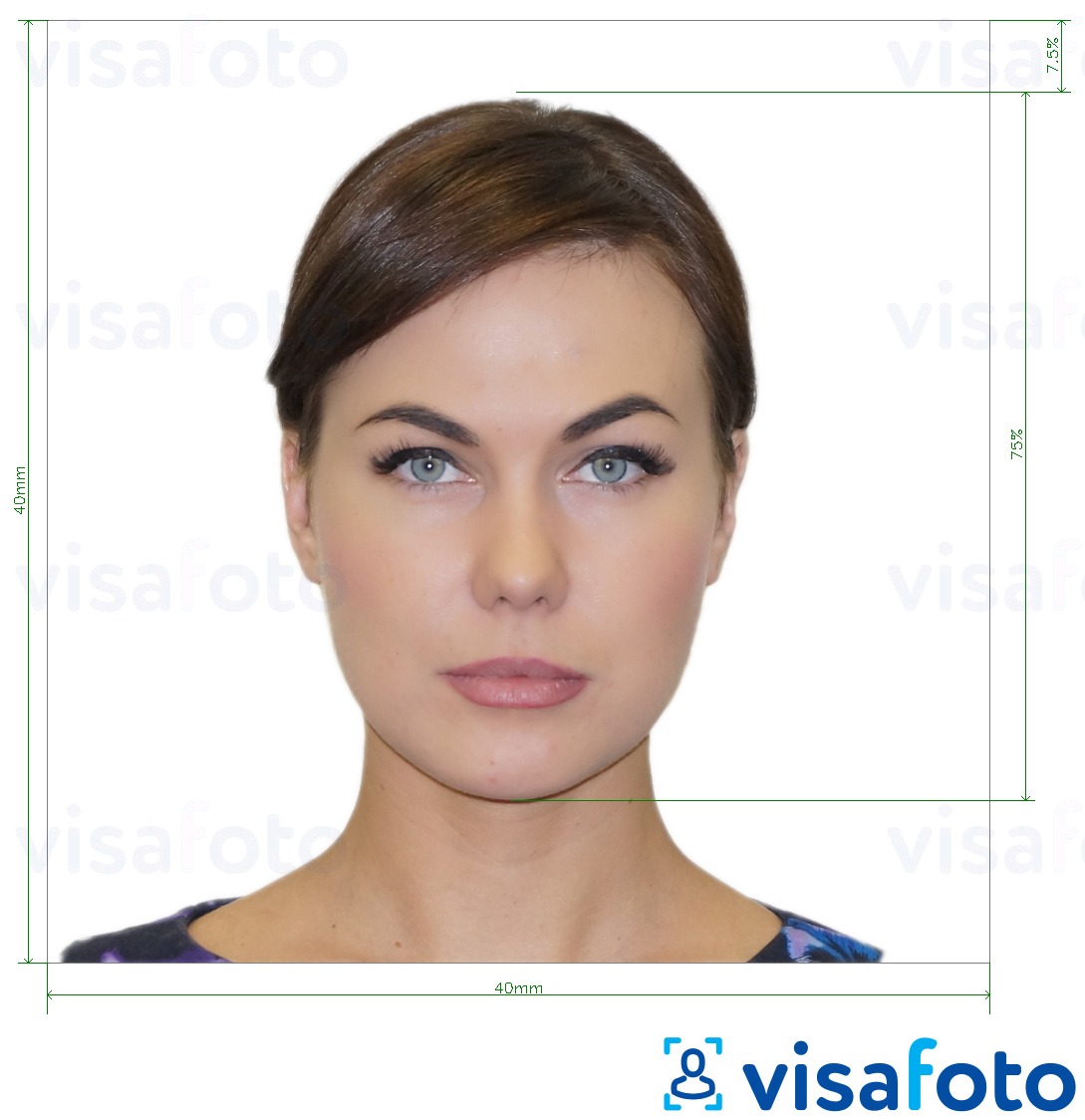 Contoh dari foto untuk Paspor Italia 40x40 mm (LA consulate) 4x4 cm dengan ukuran spesifikasi yang tepat