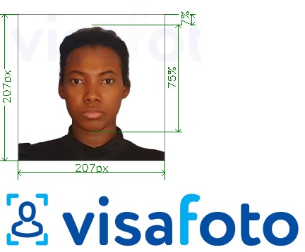 Contoh dari foto untuk Visa Kenya 207x207 piksel dengan ukuran spesifikasi yang tepat