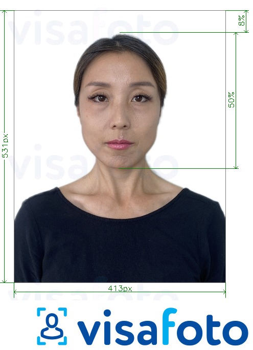 Contoh dari foto untuk Paspor Korea online dengan ukuran spesifikasi yang tepat