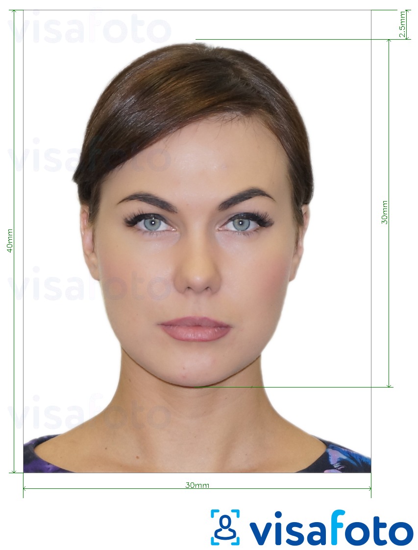 Contoh dari foto untuk Kartu ID Moldova (Buletin de identitate) 3x4 cm dengan ukuran spesifikasi yang tepat