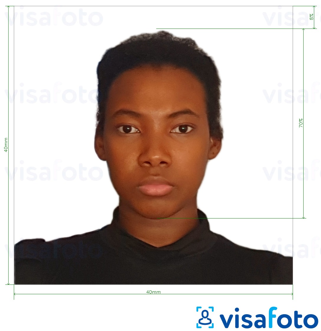 Contoh dari foto untuk Visa Madagaskar 40x40 mm dengan ukuran spesifikasi yang tepat