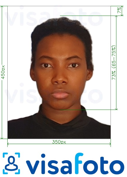 Contoh dari foto untuk Visa online Nigeria 200-450 piksel dengan ukuran spesifikasi yang tepat