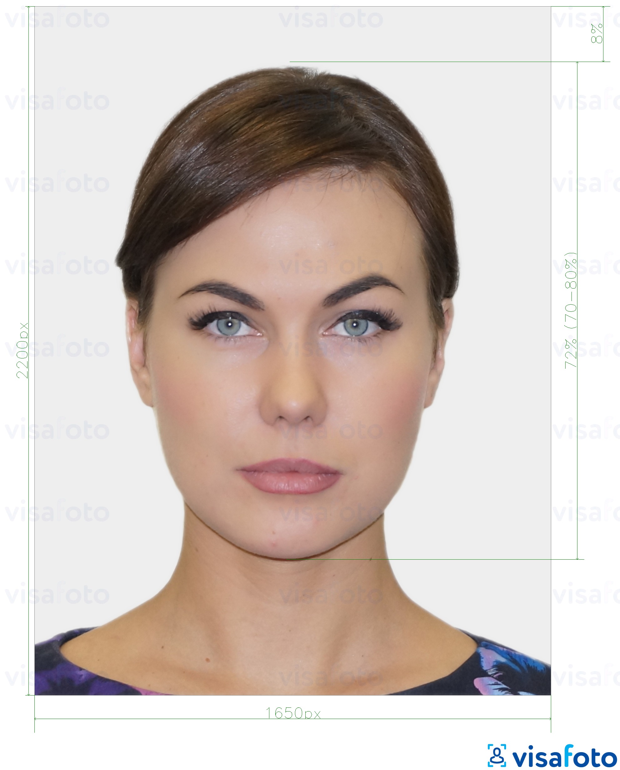Contoh dari foto untuk Visa Selandia Baru secara online 900x1200 dengan ukuran spesifikasi yang tepat