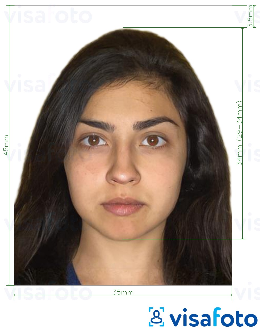 Contoh dari foto untuk Paspor Pakistan 35x45 mm dengan ukuran spesifikasi yang tepat