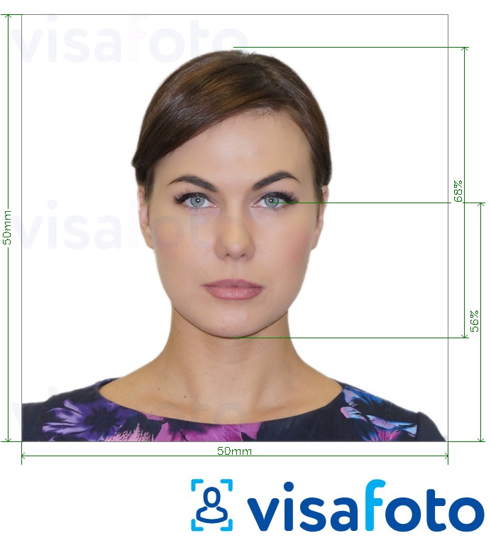Contoh dari foto untuk Paspor Serbia 50x50 mm dengan ukuran spesifikasi yang tepat