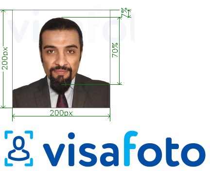 Contoh dari foto untuk Arab Saudi e-visa online 200x200 piksel visitsaudi.com dengan ukuran spesifikasi yang tepat