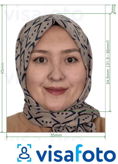 Contoh dari foto untuk Kewarganegaraan Uzbekistan 35x45 mm dengan ukuran spesifikasi yang tepat