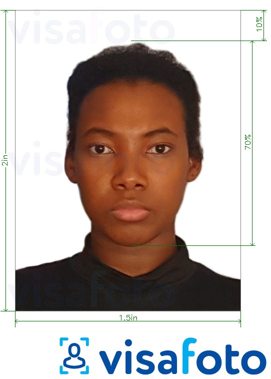 Contoh dari foto untuk Zambia paspor 1,5x2 inci (51x38 mm) dengan ukuran spesifikasi yang tepat