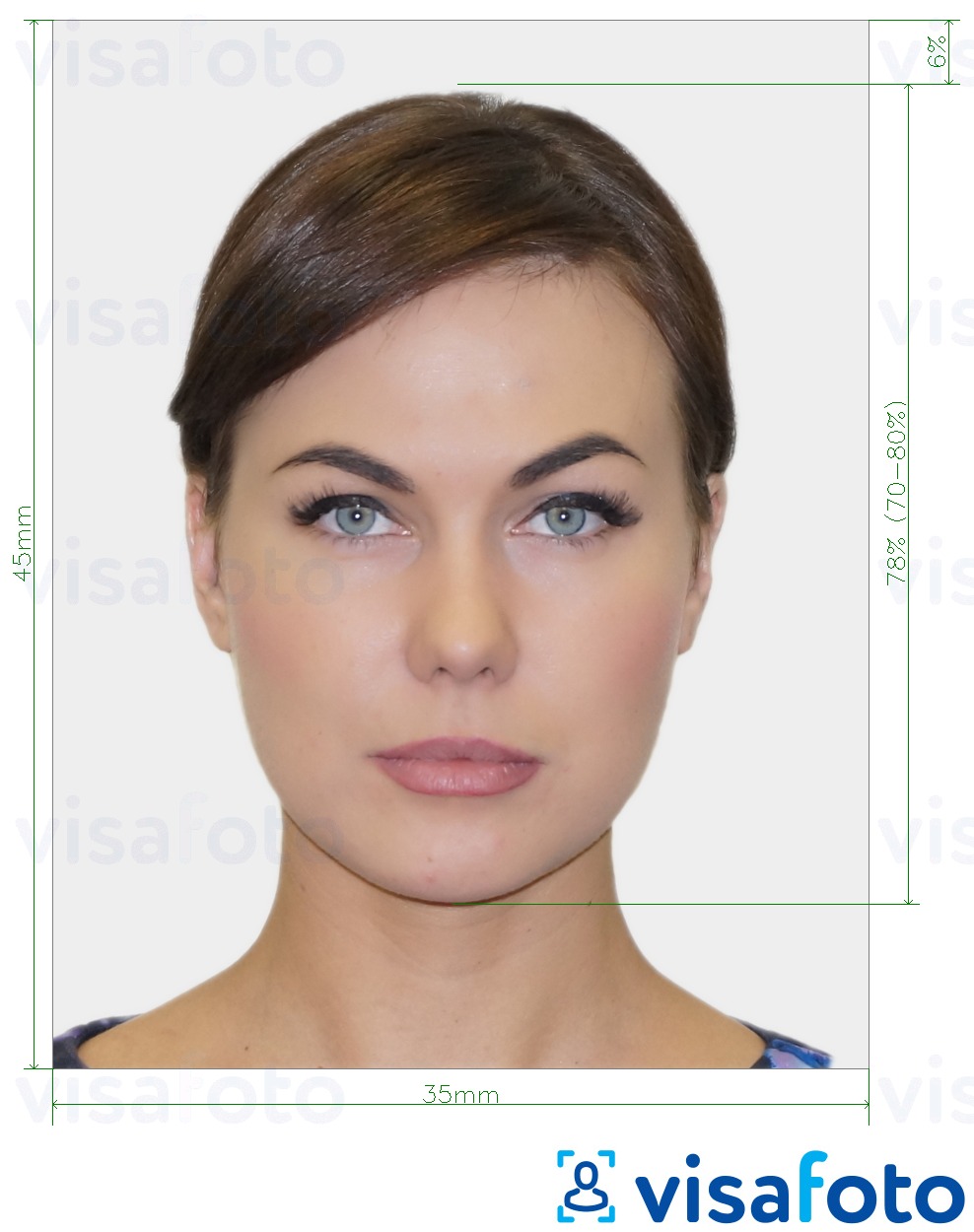 Contoh dari foto untuk Foto paspor biometrik dengan ukuran spesifikasi yang tepat
